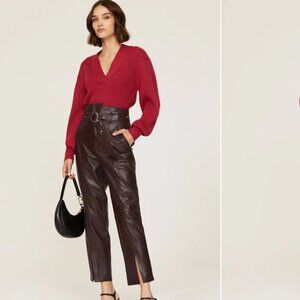 Marissa Webb x RTR Split-Hem Faux Leather Pants – Purple – Size 6